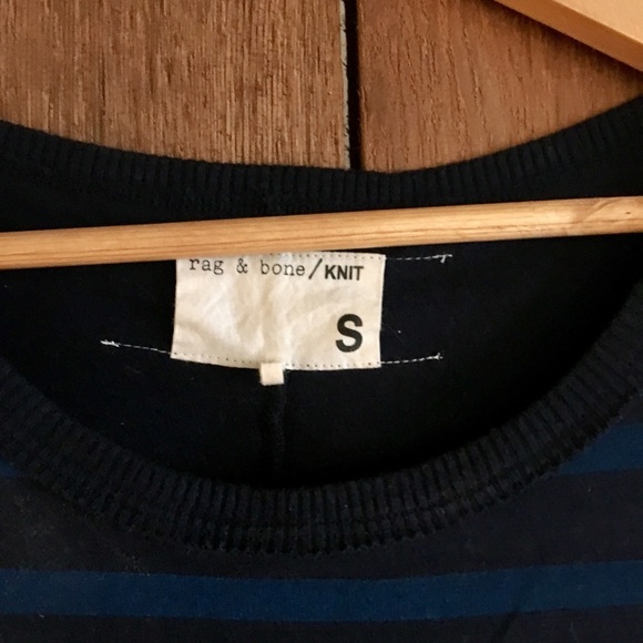 Rag & Bone/Knit Blue Striped Short Sleeve Dress - Picture 3 of 4